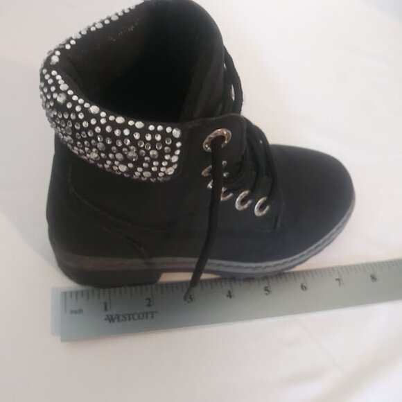 Black and silver rhinestone ankle boots girls size 13 - Picture 6 of 11